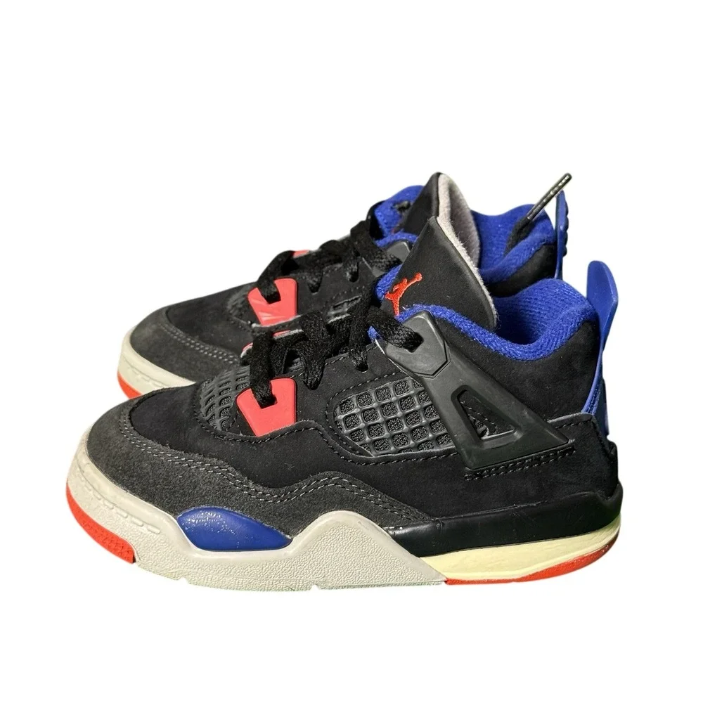 Nike Air Jordan 4 Retro Rare Air Black‎ Grey Blue Red IB4387-003 Toddler 8C